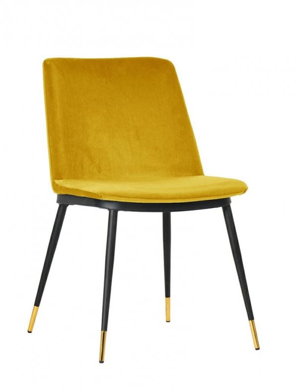 Tapicerowane krzesło w kolorze żółtym