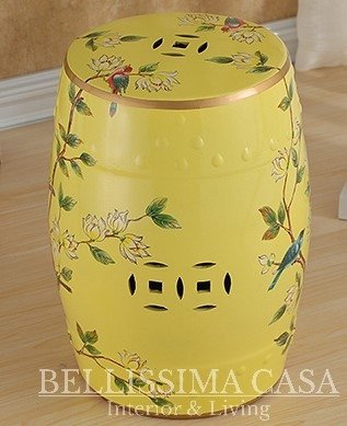Stołek ceramiczny taboret w orientalnym stylu - Wielobarwny stolik pomocniczy do Twojego salonu