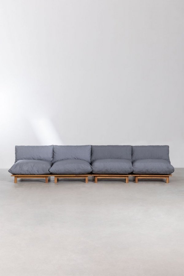 Czteroosobowa sofa Galia ogrodowa rozkładana krem/antracyt z poduchami