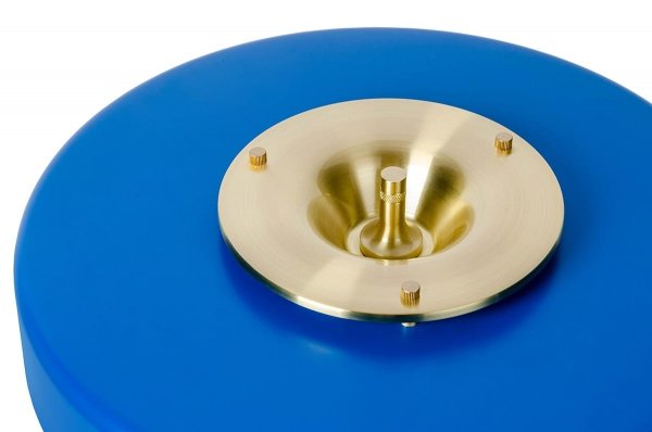 Elegancka lampa biurkowa niebiesko-złota - aluminium, szkło
