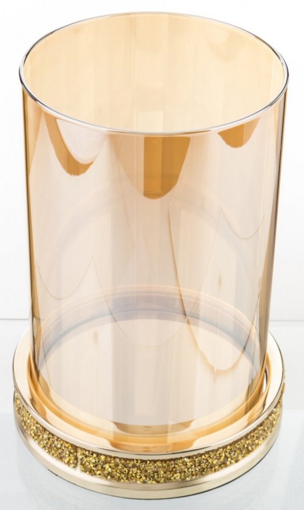 Świecznik złoty szklano-metalowy duży
