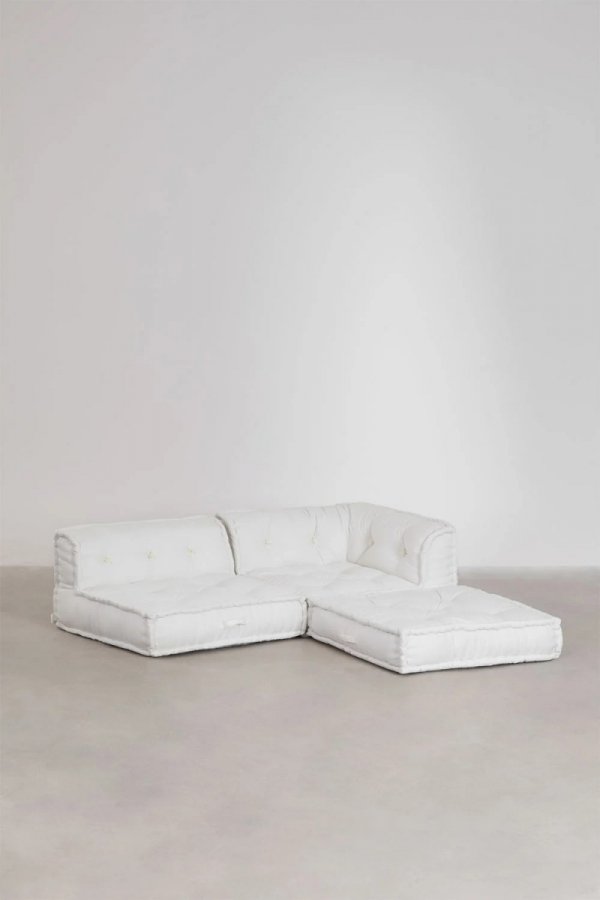 Bawełniana sofa modułowa 3 częściowa do salonu boho Daisy biała