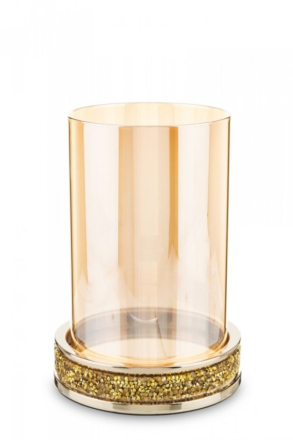 Świecznik złoty szklano-metalowy mały