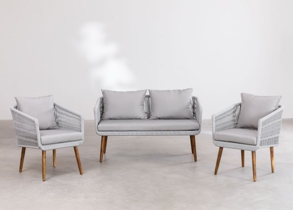 Meble ogrodowe Beker na taras w stylu śródziemnomorskim sofa 2 osobowa 2 fotele - bez stolika