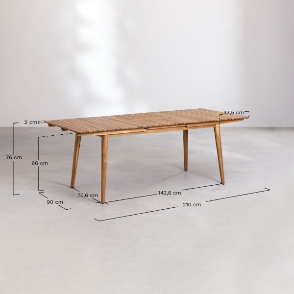 Zestaw ogrodowy Terry stół rozkładany  (160-210x90 cm) + 6 krzeseł z drewna akacjowego