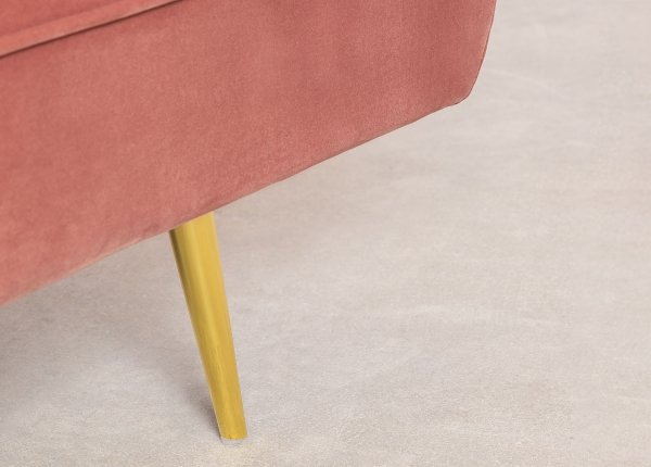 Rozkładana sofa 3 osobowa z aksamitu kolor peonii złote nogi