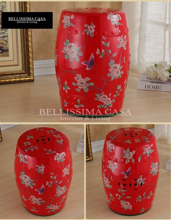 Stołek ceramiczny - Taboret z ceramiki chińskiej - Wielokolorowy mebel do salonu