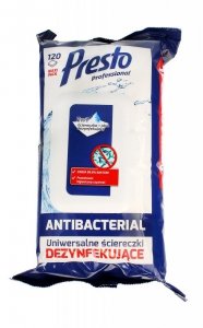 Presto Ściereczki czyszczące+płyn 2w1 Antibacterial  1op.-120szt