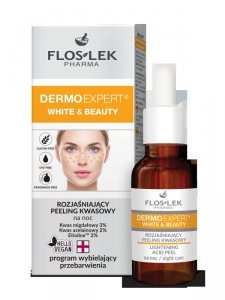 Floslek Pharma Dermo Expert White & Beauty Peeling kwasowy rozjaśniający na noc  30ml