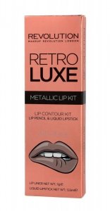 Makeup Revolution Retro Luxe Metallic Lip Kit Zestaw do ust (konturówka +błyszczyk) We Rule  1op.