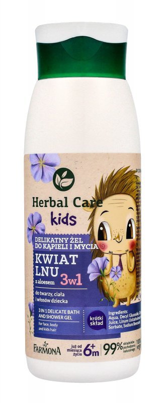Farmona Herbal Care Kids Delikatny Żel do kąpieli i mycia dla dzieci 3w1 Kwiat Lnu 400ml