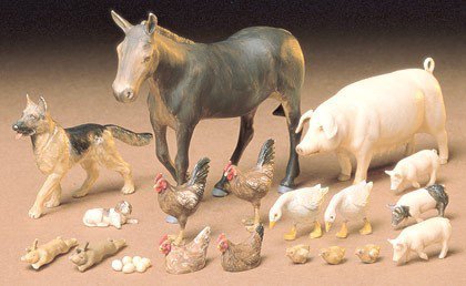 Tamiya Model plastikowy Zestaw zwierząt gospodarskich