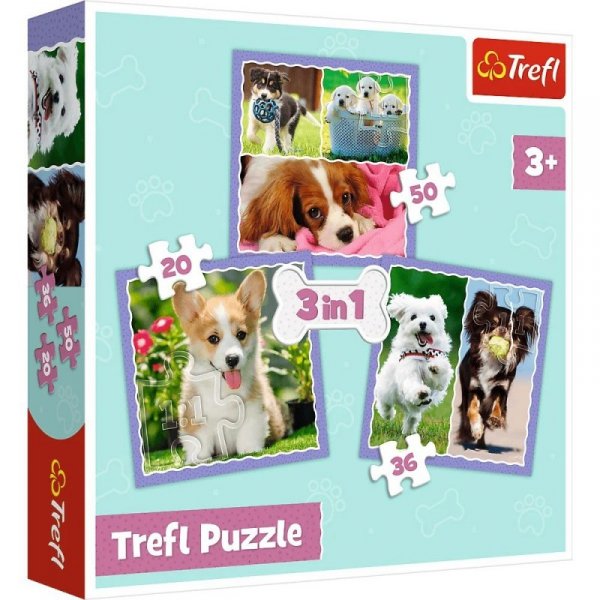 Trefl Puzzle 3w1 Urocze pieski