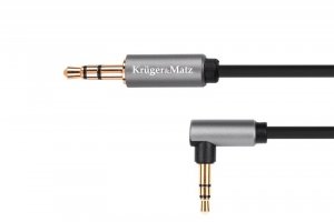 Kabel jack 3.5 wtyk stereo - 3.5 wtyk kątowy stereo 1m  Kruger&Matz Basic