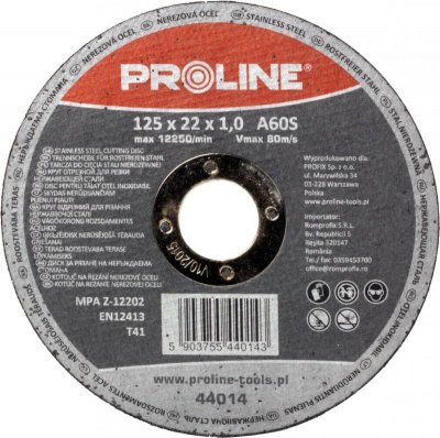44012 Tarcza do cięcia stali  kwasoodpornej T41, 125x1.2 mm, Proline