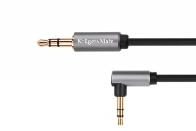 Kabel jack 3.5 wtyk stereo - 3.5 wtyk kątowy stereo 1m  Kruger&Matz Basic