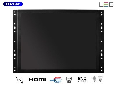 Monitor open frame LCD 15cali cali LED VGA HDMI DVI 12V 230V... (NVOX OP1500VH)