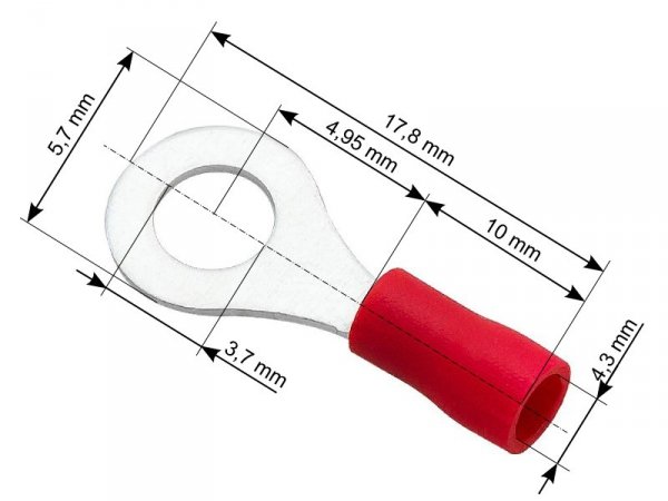 43-010# Konektor oczkowy izolowany s śruba3,7 kabel4,3mm