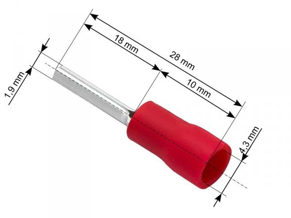 43-024# Konektor tulejkowy izolowany 1,9/28mm kabel 4,3mm