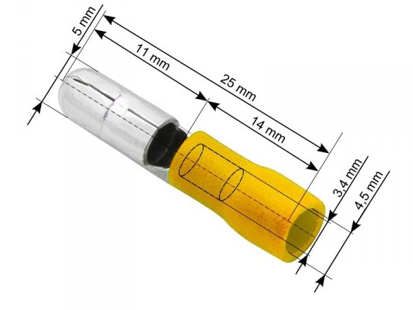43-047# Konektor izolowany wtyk 5,0/25mm żółty