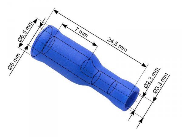 43-050# Konektor izolowany gniazdo 5,0/24,5mm niebieski
