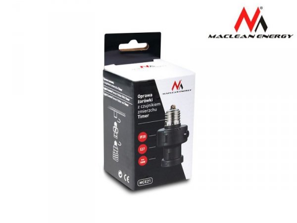 Oprawa żarówki E27 Maclean, 100W, z czujnikiem zmierzchu, timer, MCE21B
