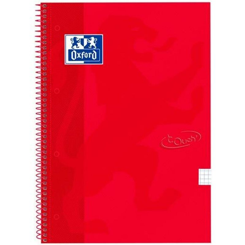 Notatnik Oxford Touch Czerwony 80 Kartki Din A4 (5 Sztuk)