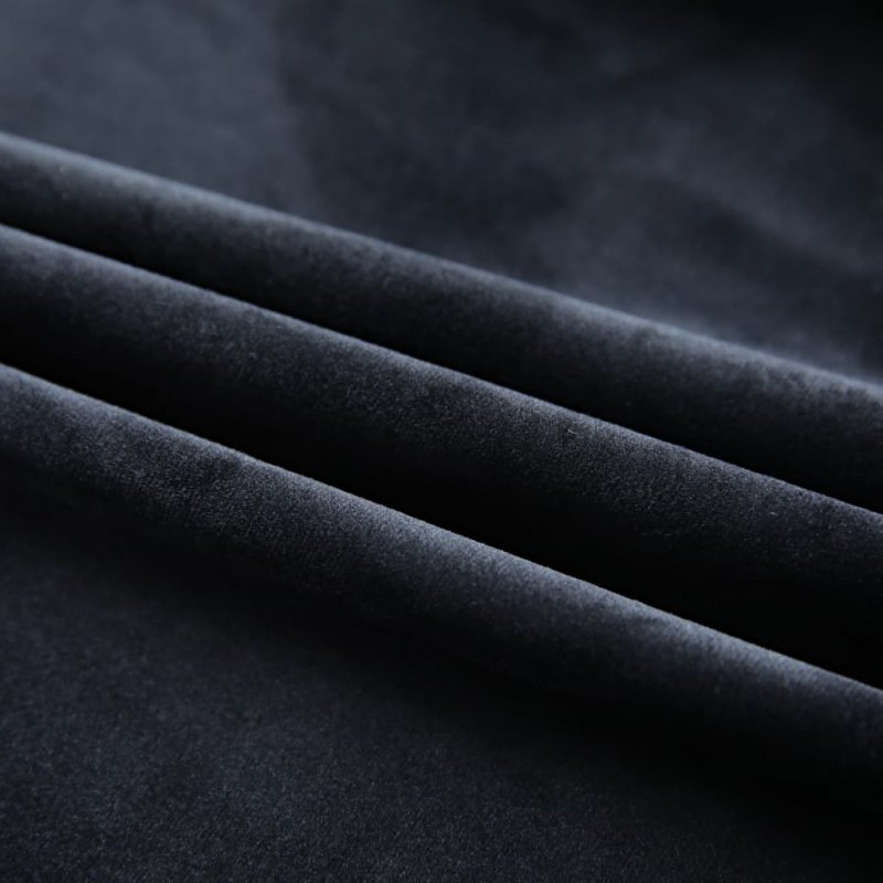 Zasłony z haczykami, 2 szt., aksamitne, czarne, 140x175 cm