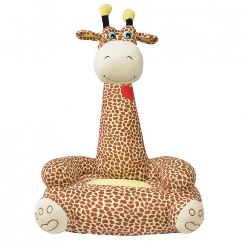 Fotel dla dzieci żyrafa, pluszowy, brązowy