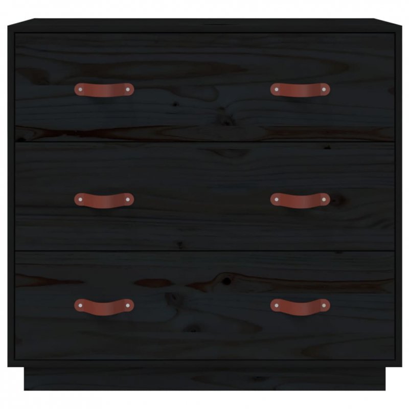 Komoda, czarna, 80x40x75 cm, lite drewno sosnowe