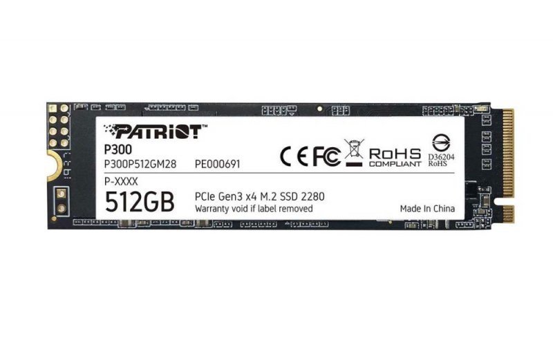 SSD|PATRIOT|P300|512GB|M.2|PCIE|NVMe|3D NAND|Write speed 1200 MBytes/sec|Read speed 1700 MBytes/sec|3.8mm|TBW 240 TB|P300P512GM2