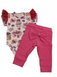 Komplet niemowlęcy body spodnie różowy Gamex 80