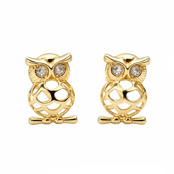 Kolczyki sztyft sowa złoto 585