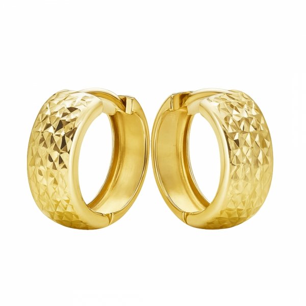 Kolczyki szerokie koła grawerowane złoto 375