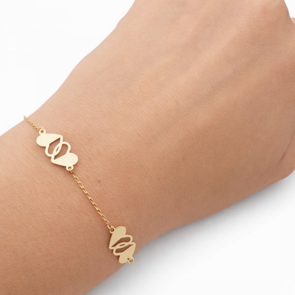 Bransoletka podwójne serca złoto 585 