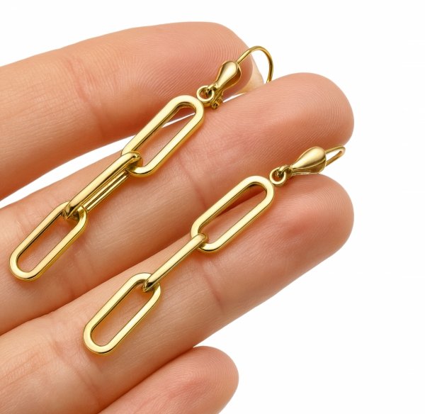 Kolczyki wiszące ogniwa 3D złoto 585 