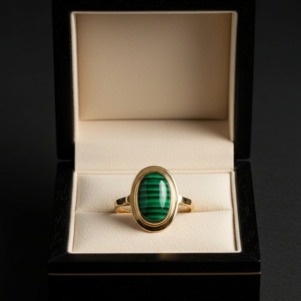 Pierścionek z malachitem złoto 585