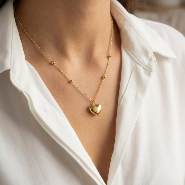 Naszyjnik serce kule 44cm złoto 585 