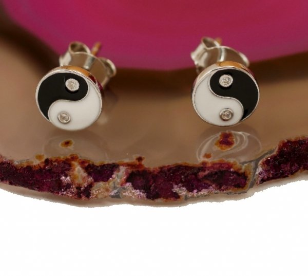 Kolczyki sztyft yin-yang srebro 925 rod
