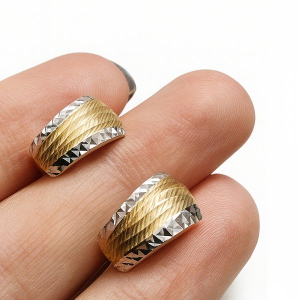  Kolczyki muszle grawer białe złoto  złoto 585 