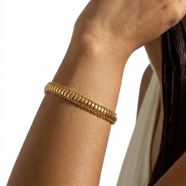 Bransoletka segmentowa blaszki 18cm złoto 585