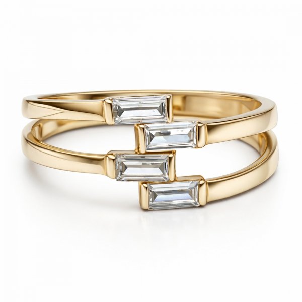 Pierścionek z kamieniami bagietkowymi R.14 złoto 585