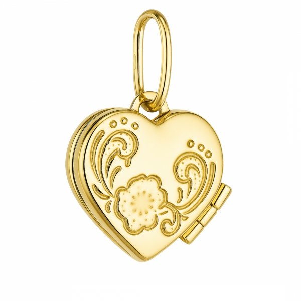 Zawieszka serce Puzderko na foto kwiat złoto 585