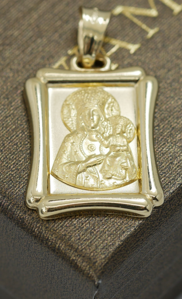 Medalik Częstochowska portret  Złoto 585