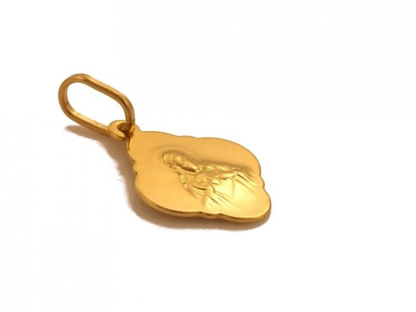 Medalik Matka Boska diamentowana rozeta złoto 585 14cT