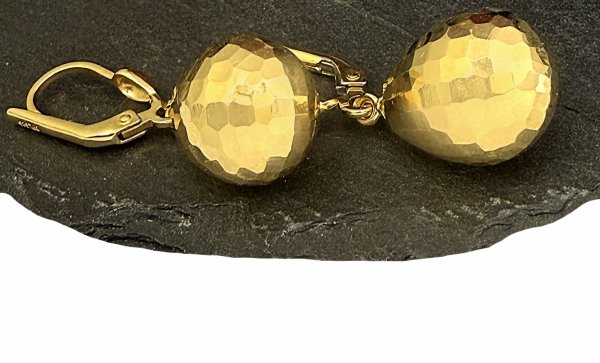 Kolczyki krople duże 3cm  grawerowane złoto 585 