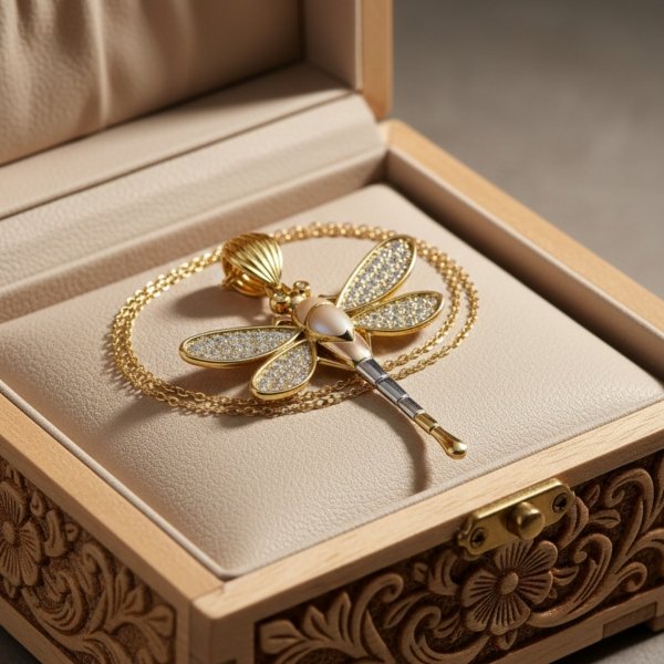 Zawieszka ważka ruchoma trzy kolory złoto 585 