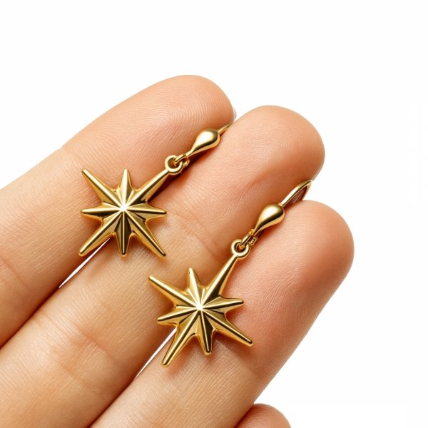 Kolczyki róża wiatru długie złoto 585