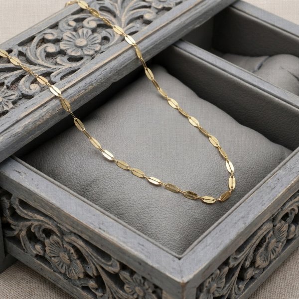  Łańcuch pełny o segmentowym wzorze  45cm złoto 585 