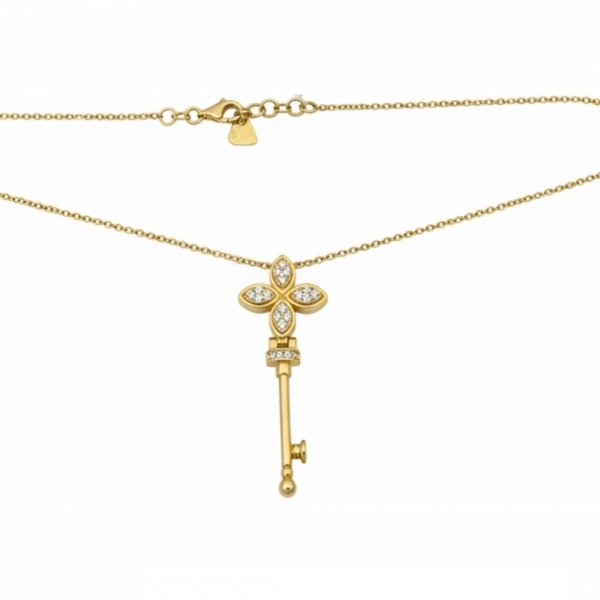 Naszyjnik klucz 3D koniczyna złoto 585